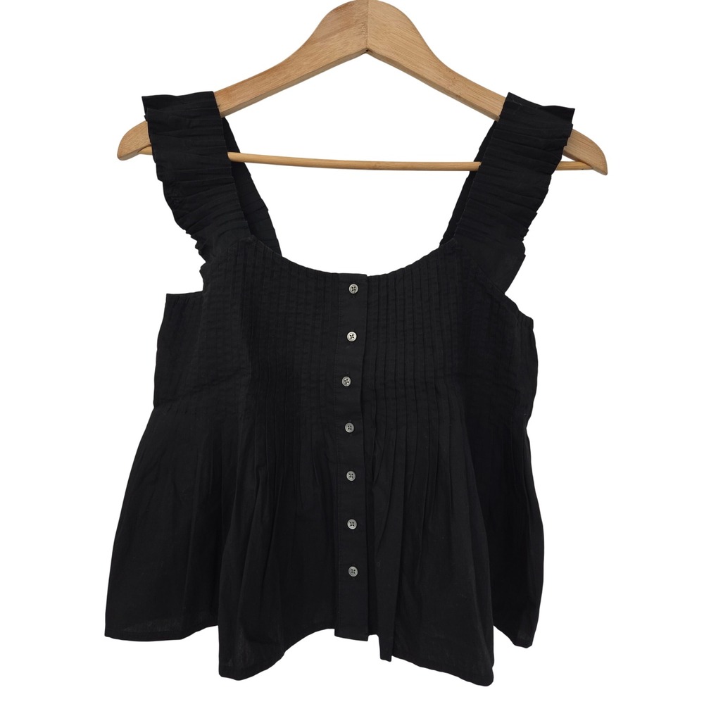 J.‎ Crew Pintuck Peplum Top Blouse Size XXS Black Cotton NWT $89 CJ340